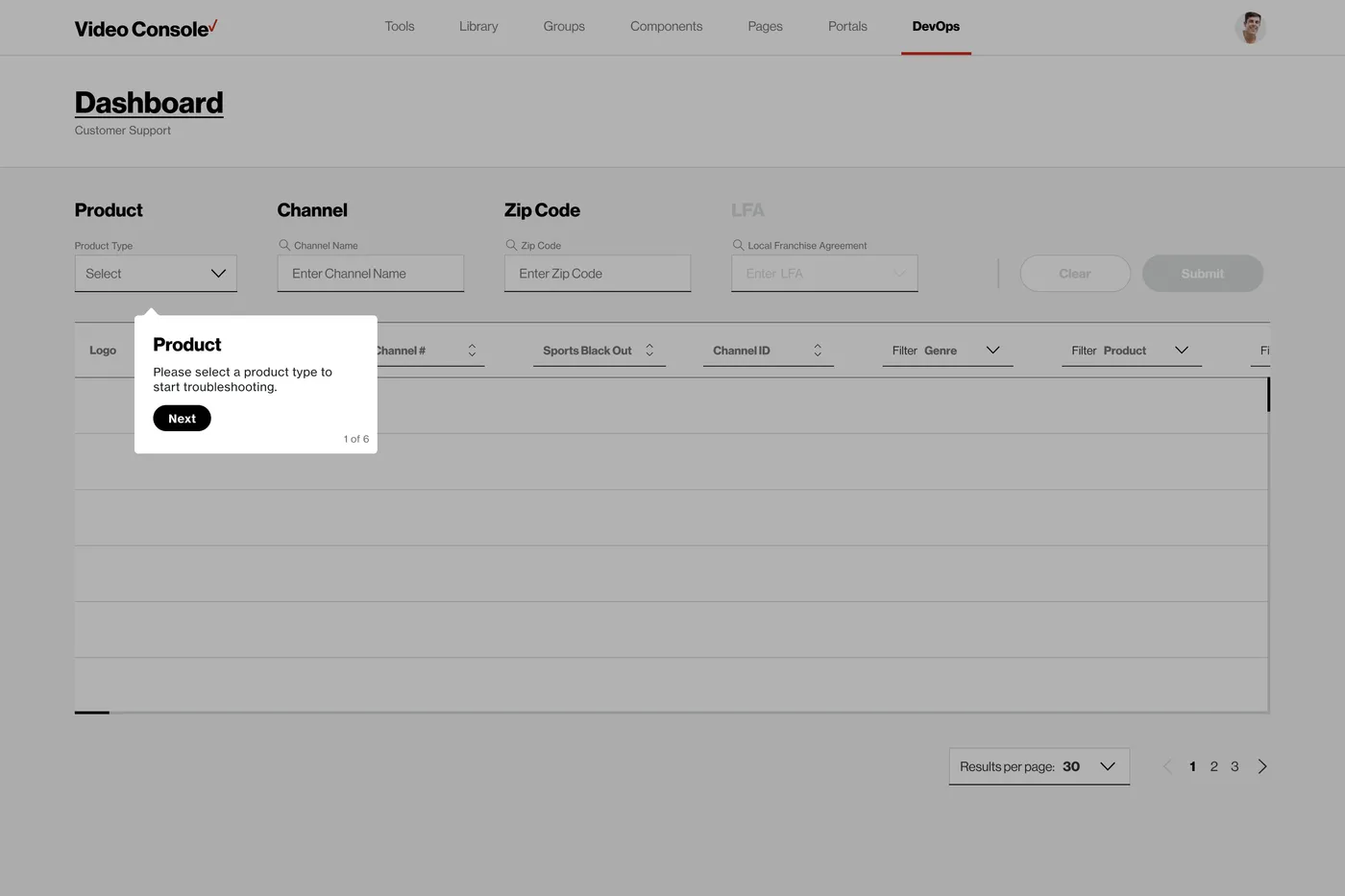 Dashboard onboarding flow