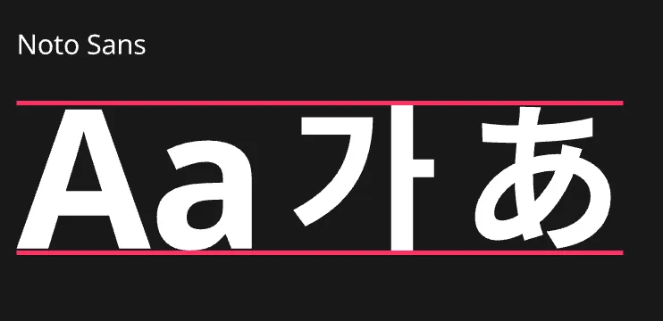 Noto Sans specimen across Latin, Korean, and Japanese