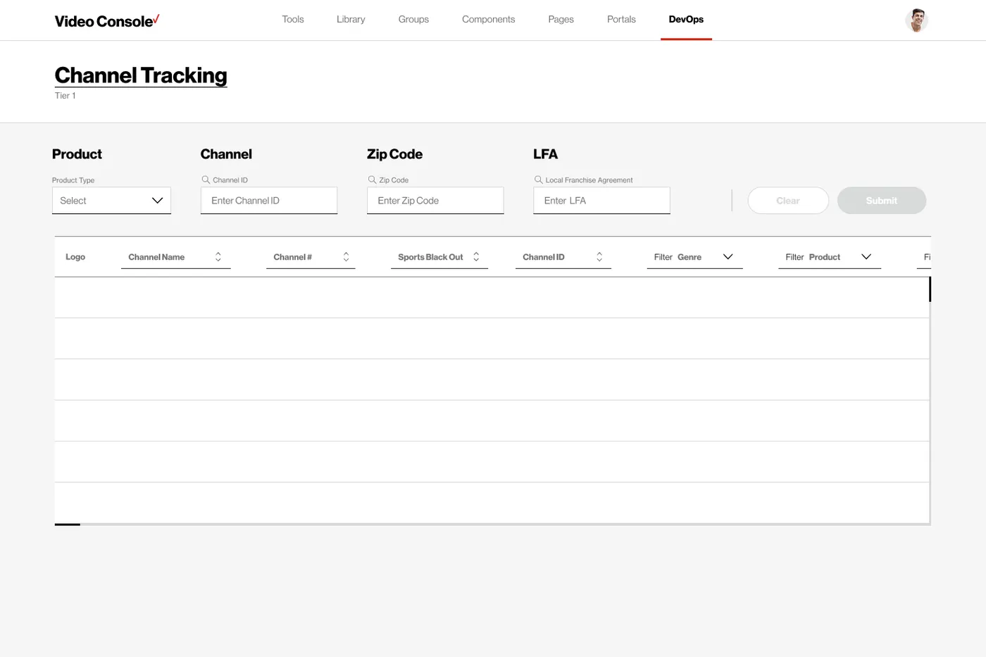 Tier 1 dashboard, empty state
